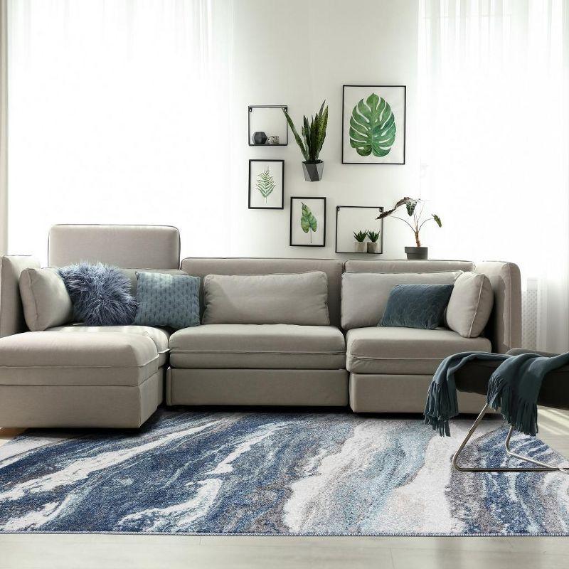 Luxe Weavers Modern Abstract Marble Area Rug, Blue 8x10