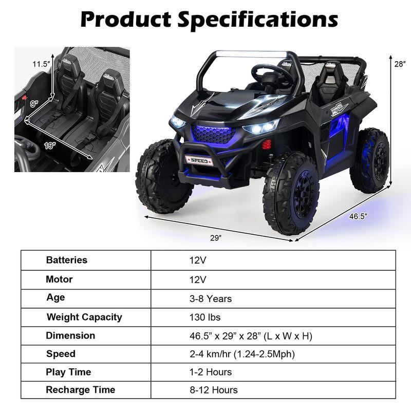 Costway 12V 2-Seater Kids Ride On UTV RC Electric Vehicle Suspension w/ Lights & Music