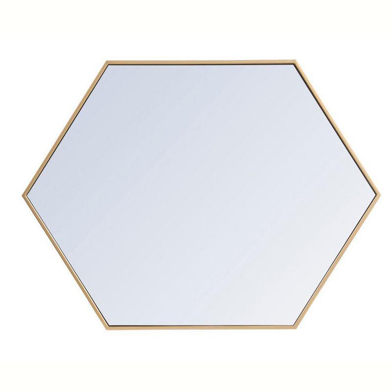 Elegant Lighting Metal frame hexagon mirror 30 inch in silver