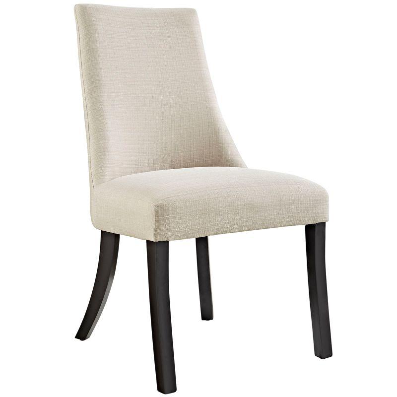 Modway Reverie Dining Side Chair Beige: Polyester Upholstery, Espresso Wood Legs, Armless Design, 287lb Capacity
