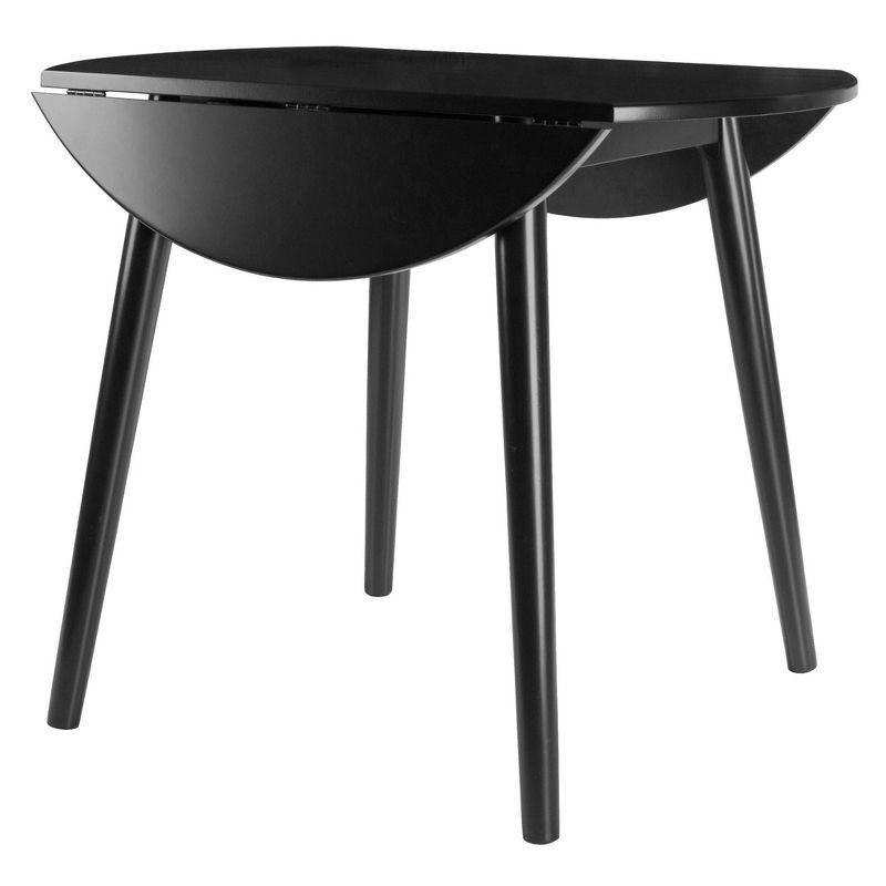 36" Moreno Round Drop Leaf Dining Table Black - Winsome: Space-Saving, Seats 4