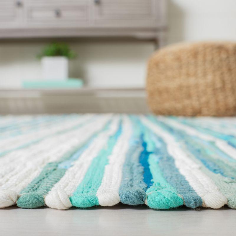 Rag Rug RAR126 Hand Woven Indoor Area Rug - 9'x12' - Ivory/Green - Safavieh