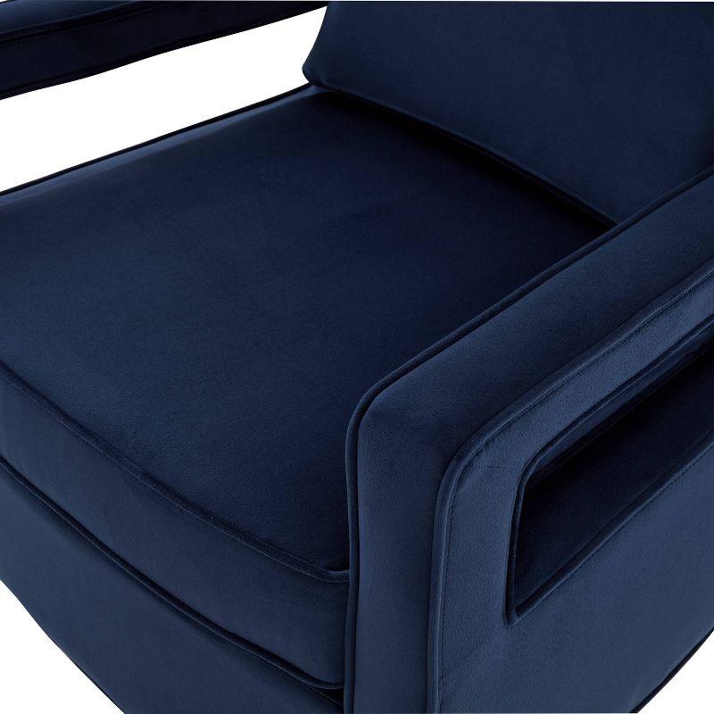 Questa Navy Blue Velvet Wooden Leg Accent Armchair