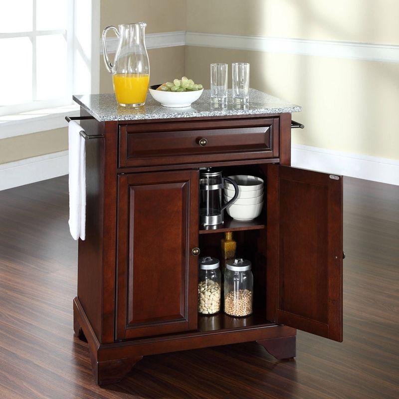 Lafayette Gray Granite Top Mahogany Kitchen Island Cart