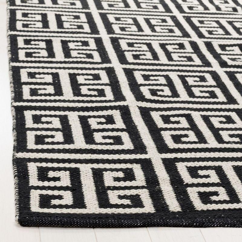 Coastal Charm Black-Ivory Hand Woven Cotton Runner Rug 2'3" X 7'