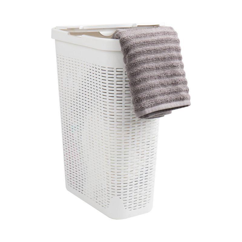 Mind Reader Mind Reader 40L Slim Laundry Hamper, Clothes Basket, Lid, Wicker Design, Plastic