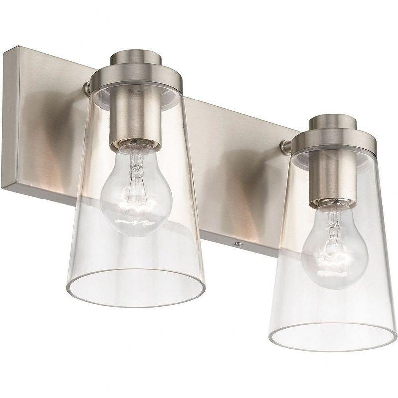 Cityview Brushed Nickel 2-Light Vanity Sconce with Clear Glass Shades