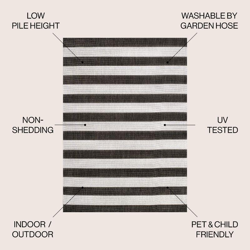 4' x 6' Negril Two-Tone Wide Stripe Indoor/Outdoor Area Rug, Black/Cream - JONATHAN Y