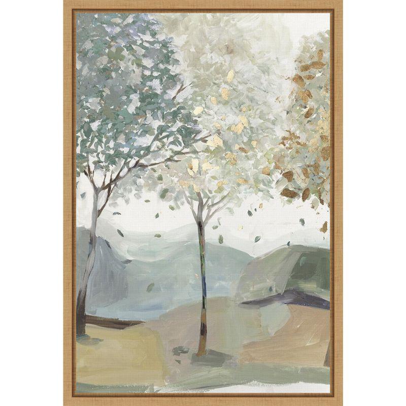 Breezy Landscape Trees III Canvas Print with Maple Frame