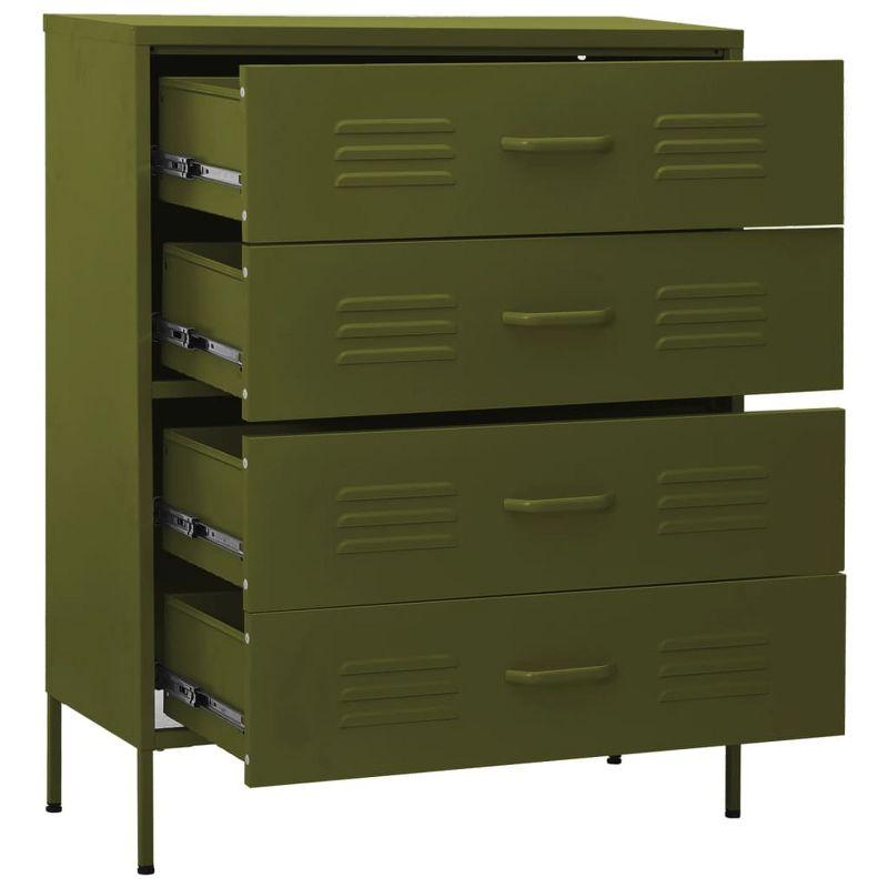 vidaXL Chest of Drawers Olive Green 31.5Inchx13.8Inchx40Inch Steel