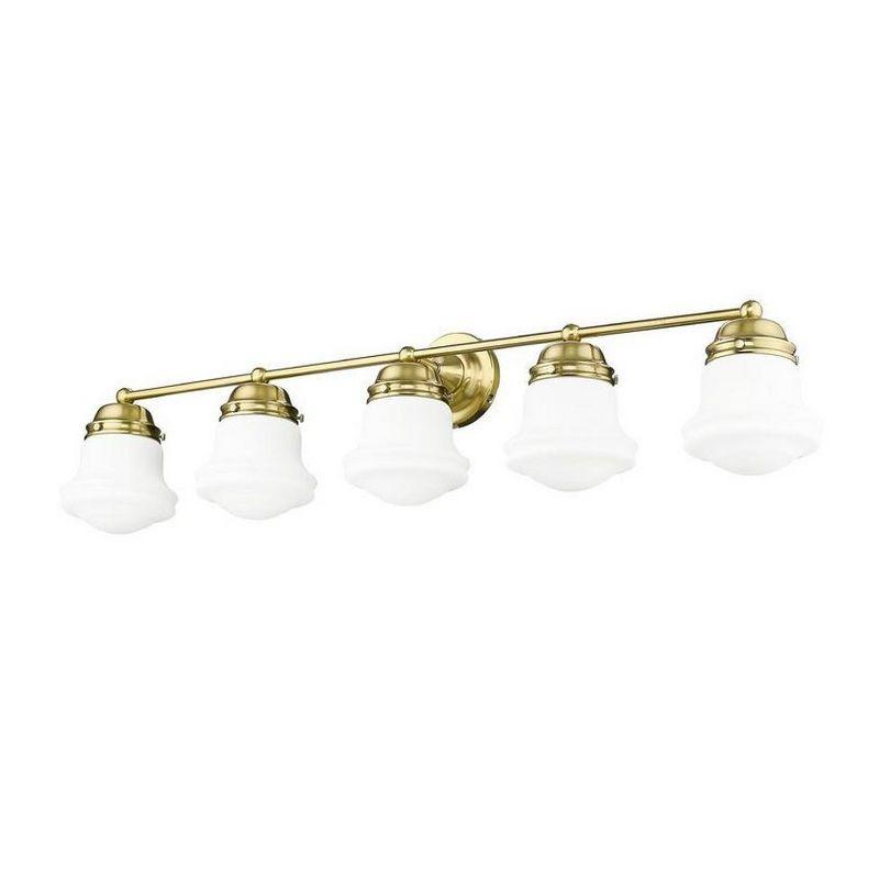 Luxe Gold 5-Light Vanity with Matte Opal Glass