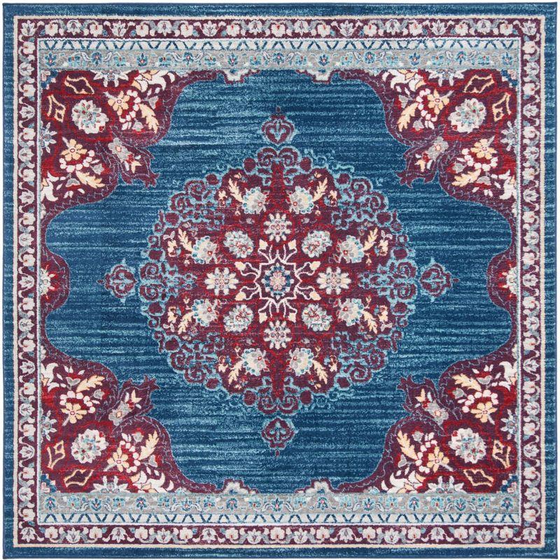 Brentwood BNT867 Power Loomed Indoor Area Rug - Navy/Burgundy - 5'x5' - Safavieh