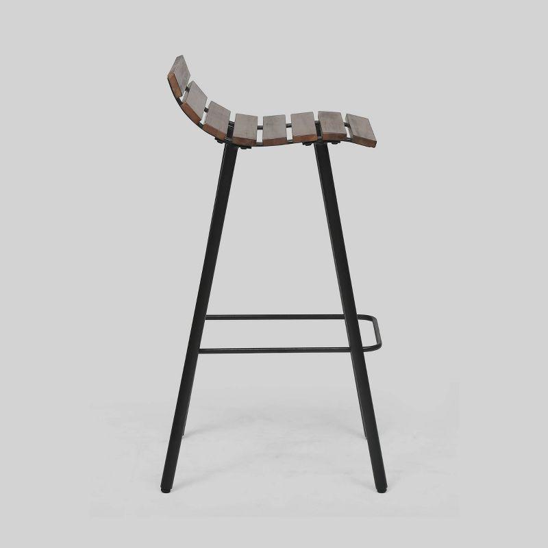 Set of 2 Pepperwood Wooden Barstool Dark Brown - Christopher Knight Home: Industrial Style, Acacia Frame, 29.25" Height