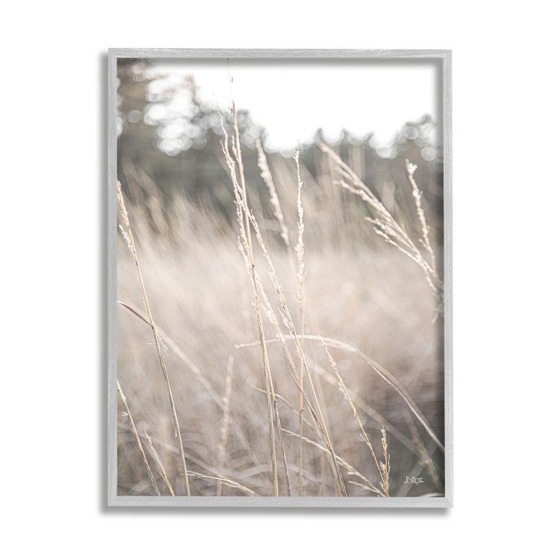 Beige Tall Grass Countryside Landscape Framed Wall Art