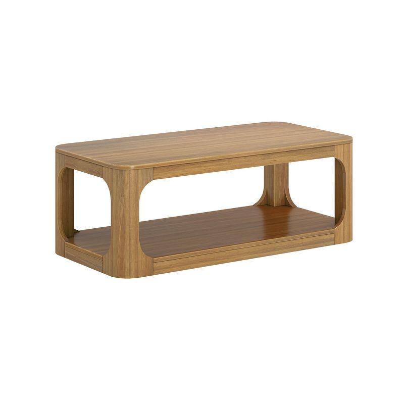 Plank+Beam 48" Modern Rectangular Coffee Table with Shelf, Solid Wood Table