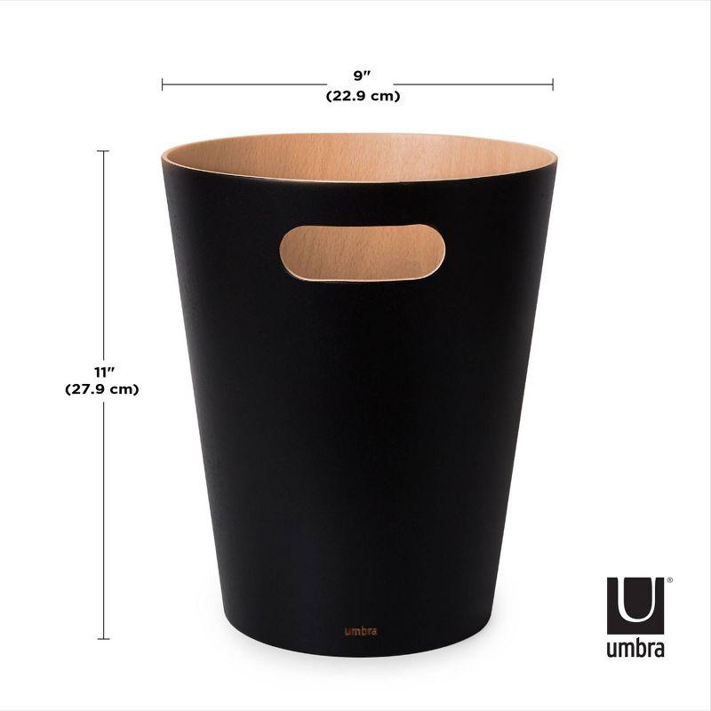 Black and Natural Wood Scandinavian Waste Basket