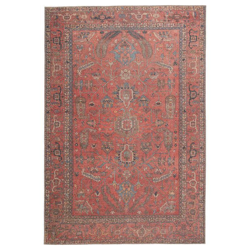Galina Vintage Medallion 6' x 9' Red and Blue Area Rug