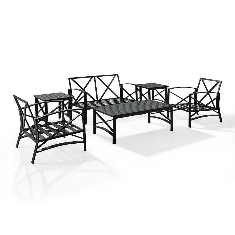 Kaplan 6-Piece Green Steel Outdoor Seating Set with Cushions