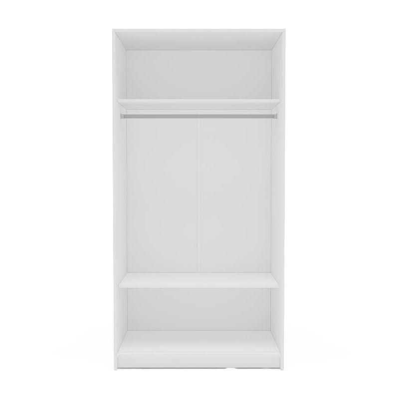 White Modern Clothing Armoire with Sliding Doors