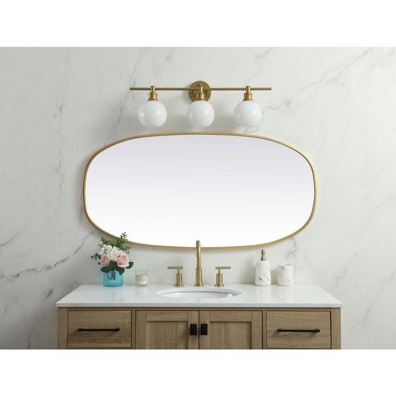 Elegant Lighting Metal Frame Oval Mirror 24x48 Inch in Brass