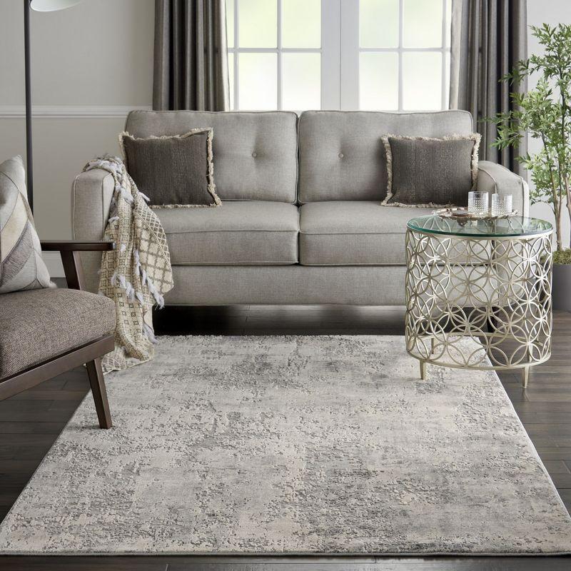 Gray and Beige Abstract Synthetic Area Rug 4' x 6'