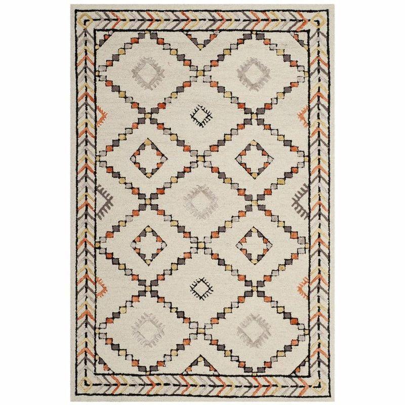 Ivory and Multi 4' x 6' Hand Tufted Wool Viscose Rug