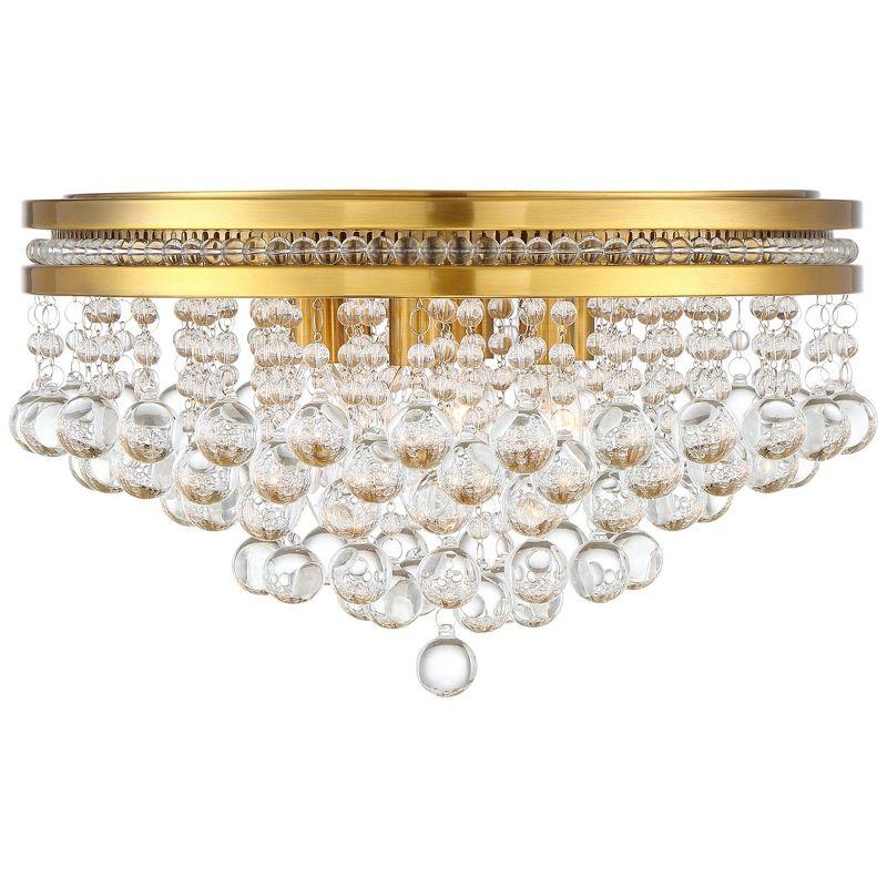 Vienna Full Spectrum Regina Modern Ceiling Light Flush Mount Fixture 15 1/4" Wide Brass 6-Light Clear Crystal for Bedroom Kitchen Living Room Hallway