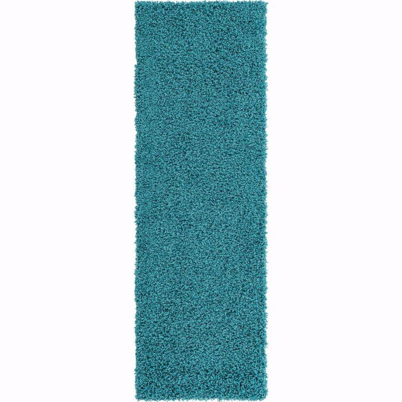 Unique Loom 2' 2 x 6' 7 Solid Shag Deep Aqua Blue Area Rug