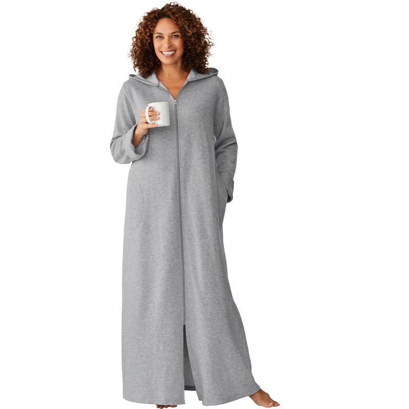 Heather Grey Long Hooded Fleece Sweatshirt Robe