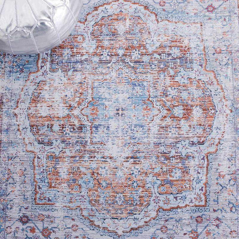 Elegant Blue Synthetic 9' x 12' Hand-Knotted Area Rug