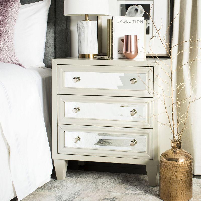 Gray Mirrored 3-Drawer Transitional Chest