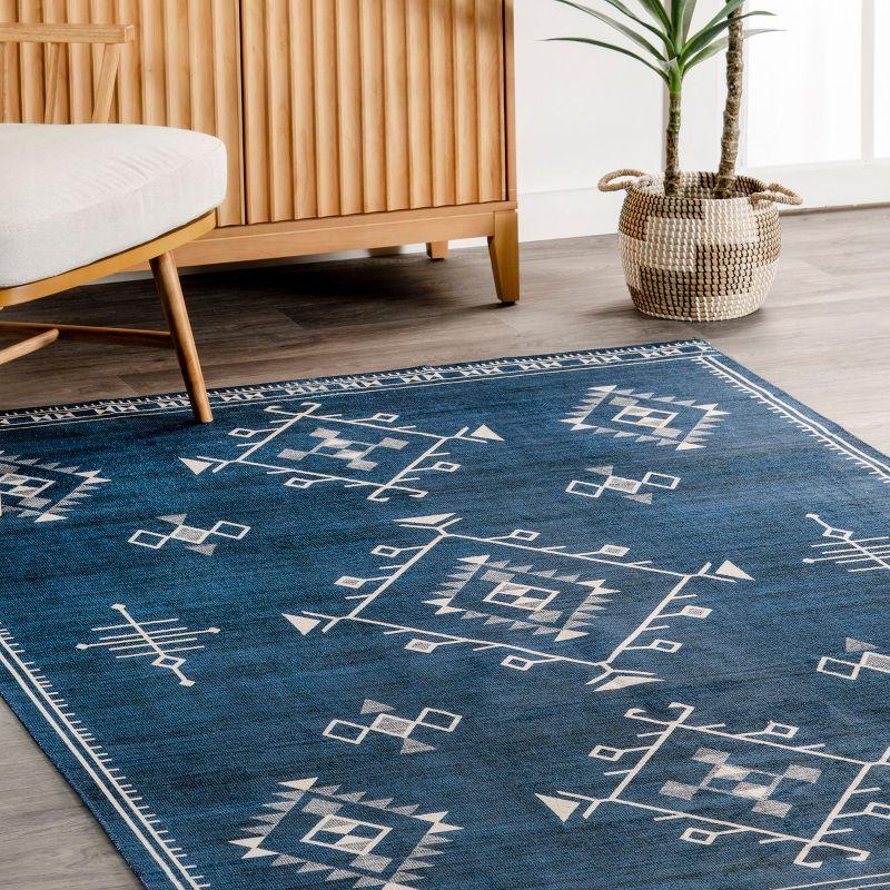 Nuloom Evalyn Diamond 3x5 Machine Washable Accent Indoor Area Rug for Living Room Bedroom Dining Room Entryway Kitchen, Navy/Ivory