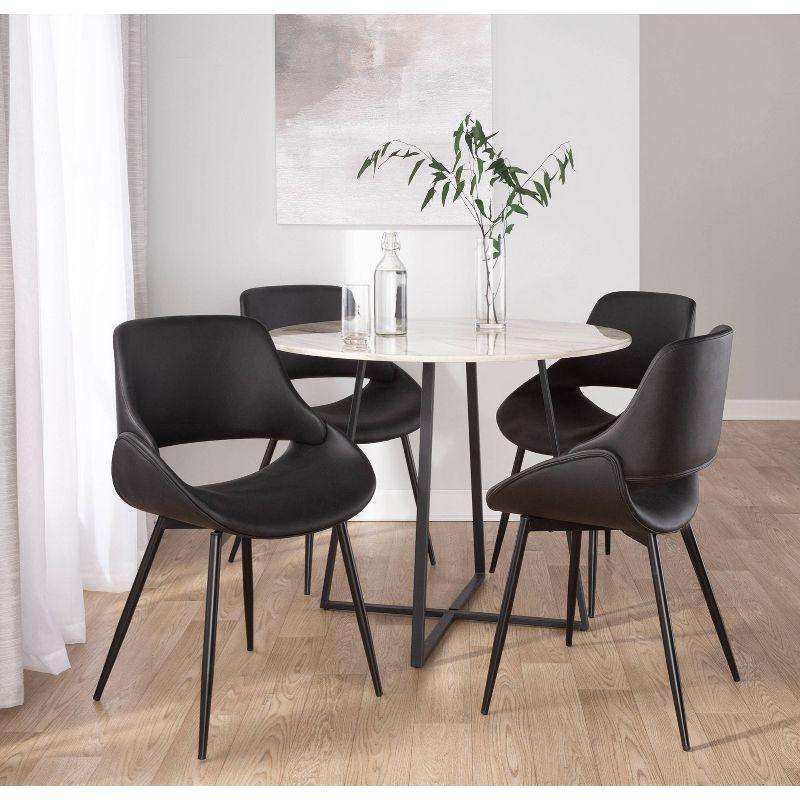 Set of 2 Fabrico Dining Chairs Black - LumiSource: Upholstered, Metal Legs, Faux Leather, Contemporary Style