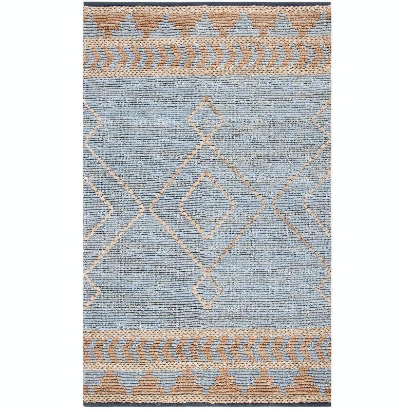 Handmade Blue and Natural Wool 8' x 10' Kilim Area Rug