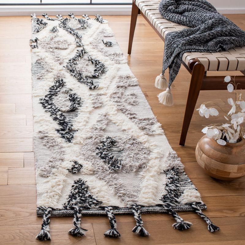 Abstract Gray Hand-Knotted Pure Wool Area Rug