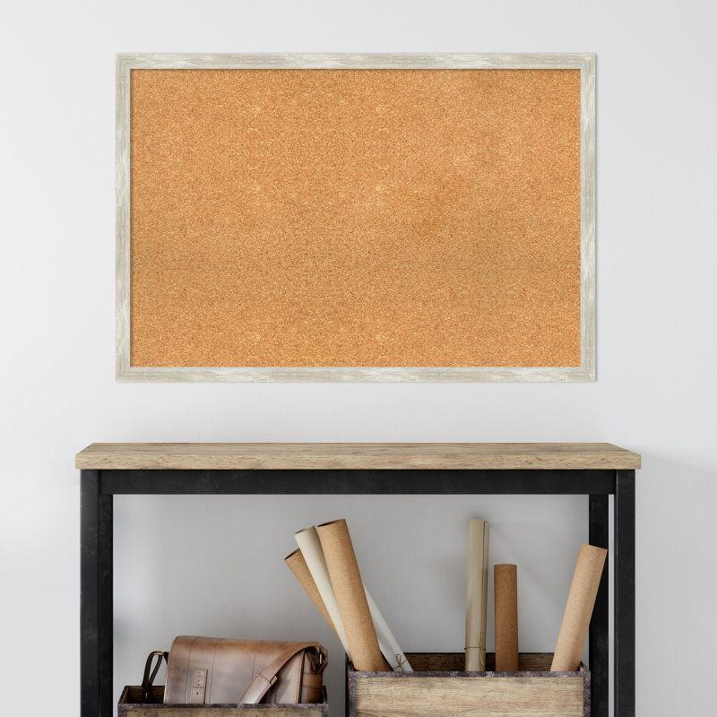 Natural Corkboard with Crackled Metallic Silver Frame