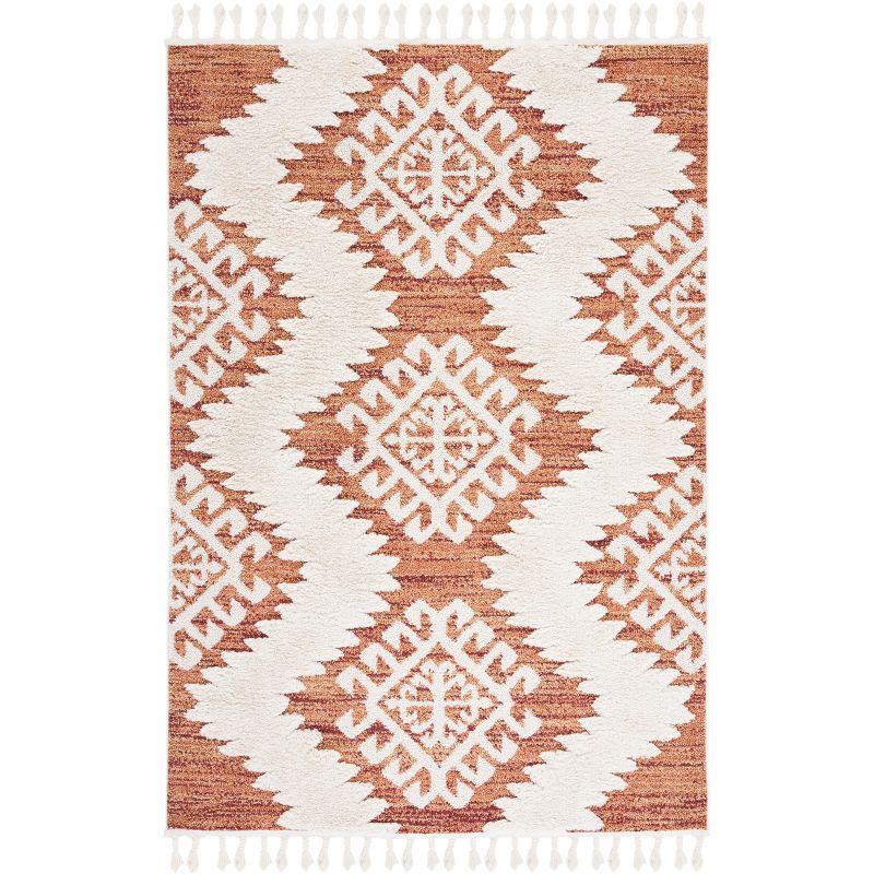 Moroccan Tassel Shag MTS652 Power Loomed Indoor Area Rug - Orange/Ivory - 5'3"x7'6" - Safavieh