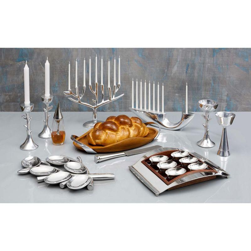 Nambé Illume Menorah 14-Inch, Modern Hannukkah Candle Holder, Designer Alloy Judaica Centerpiece for Holiday & Wedding Gift, Sculptural Metal Display