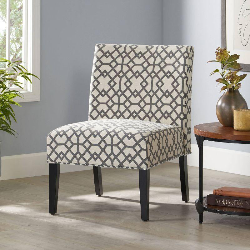 Kassi Accent Chair Gray Geometric Patterned - Christopher Knight Home: Polyester Upholstery, Rubberwood Frame
