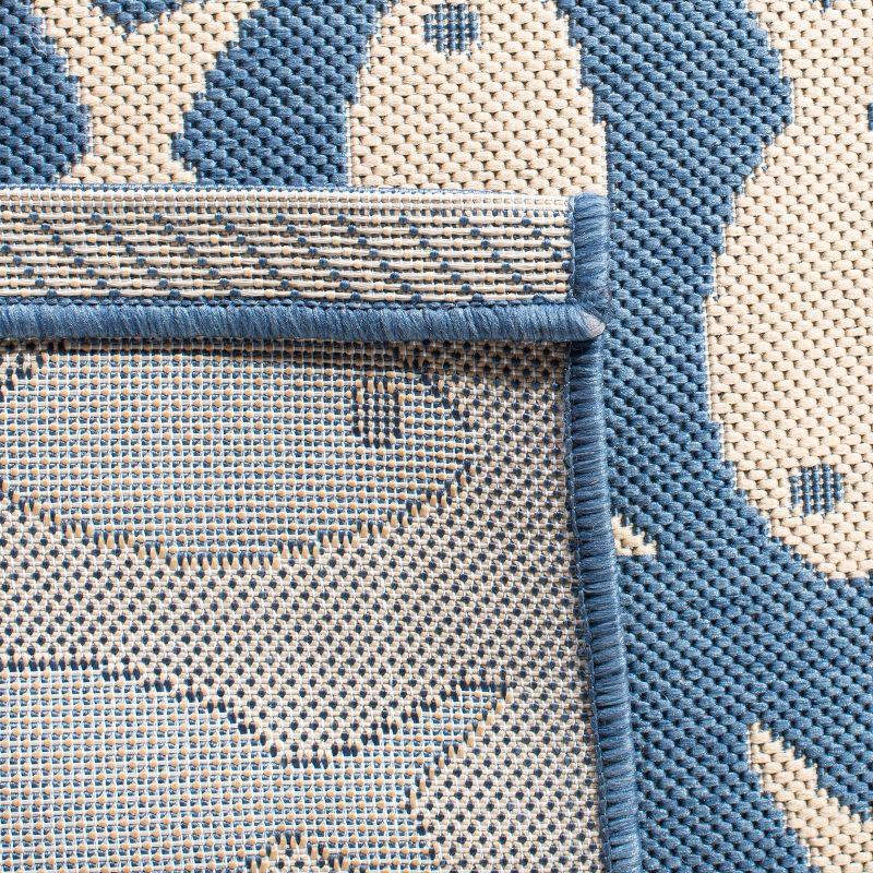 Courtyard CY6013 Power Loomed Indoor and Outdoor Area Rug - Blue/Beige - 4'x4' - Safavieh
