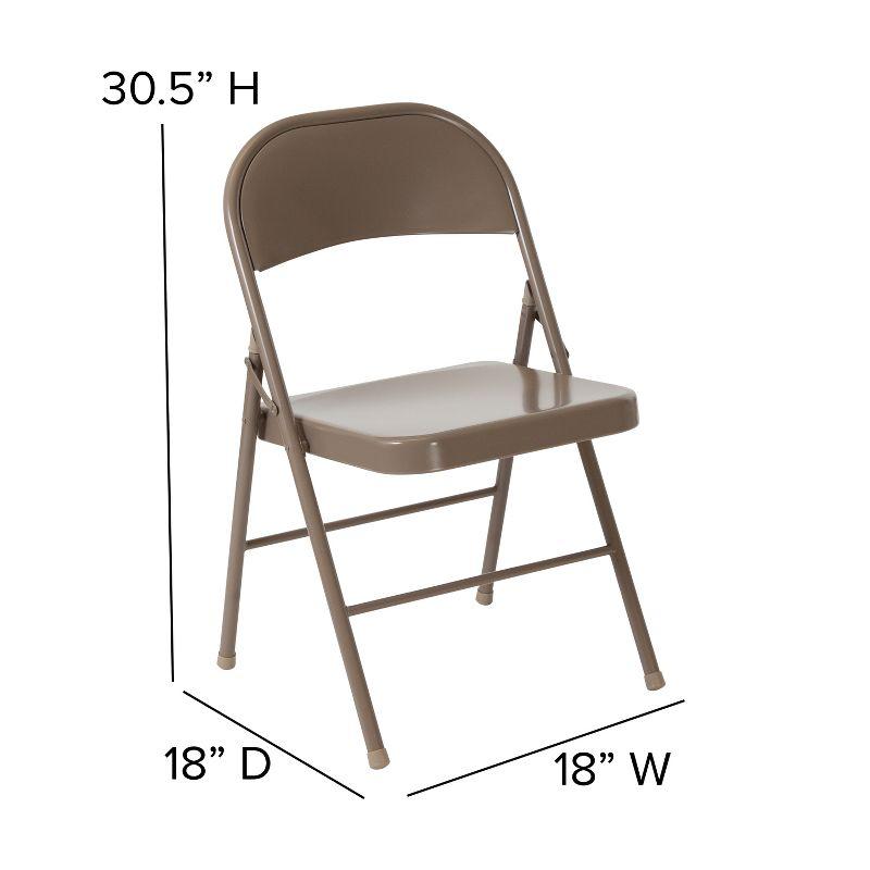 Hercules Series Premium Beige Metal Folding Chair, Double Braced, 2-Pack