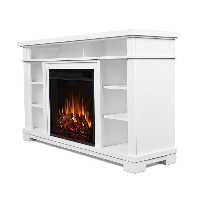 Belford 56" White Electric Fireplace TV Stand with Shelves