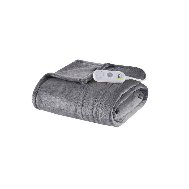 Serta Ultra-Soft 50"x60" Plush Electric Heated Throw - Dark Grey