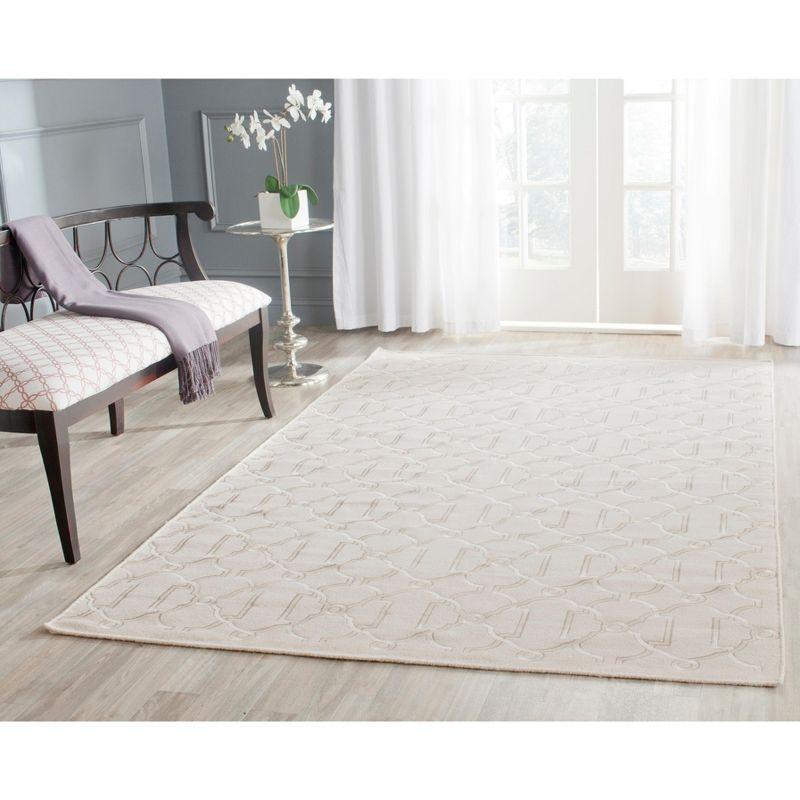 Handmade Geometric Wool Flat Woven Area Rug - Beige, 3' x 5'