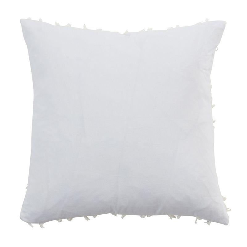 White Cotton Linen Fringe Stripe Throw Pillow