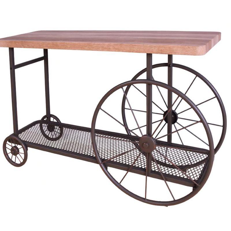 Francie 48" Accent Tables Oak and Antique Gray - Acme Furniture