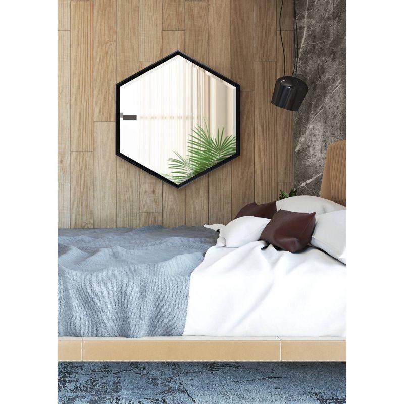 HexaGleam 30" Modern Black Hexagon Vanity Wall Mirror