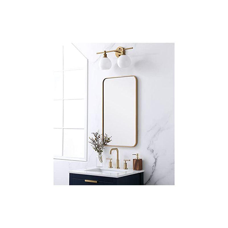 Elegant Lighting Soft corner metal rectangular mirror 18x30 inch in Brass
