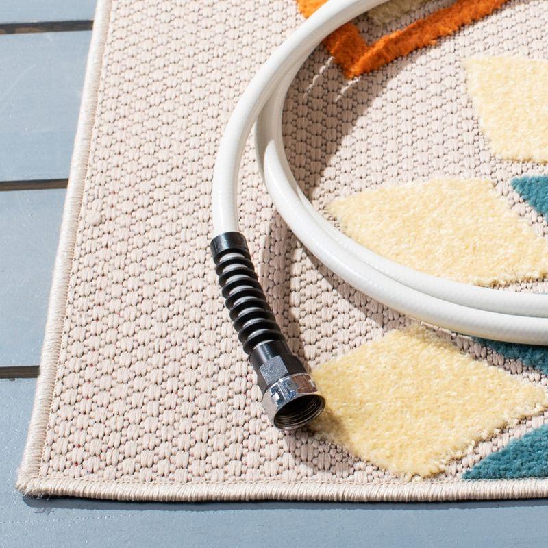 Cabana CBN328 Power Loomed UV Resistant Indoor/Outdoor Area Rug - Ivory/Orange - 8'x10' - Safavieh