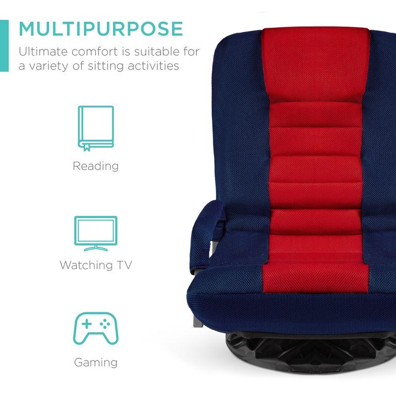 Best Choice Products 360-Degree Swivel Gaming Floor Chair w/ Armrest Handles, Foldable Adjustable Backrest - Blue/Red